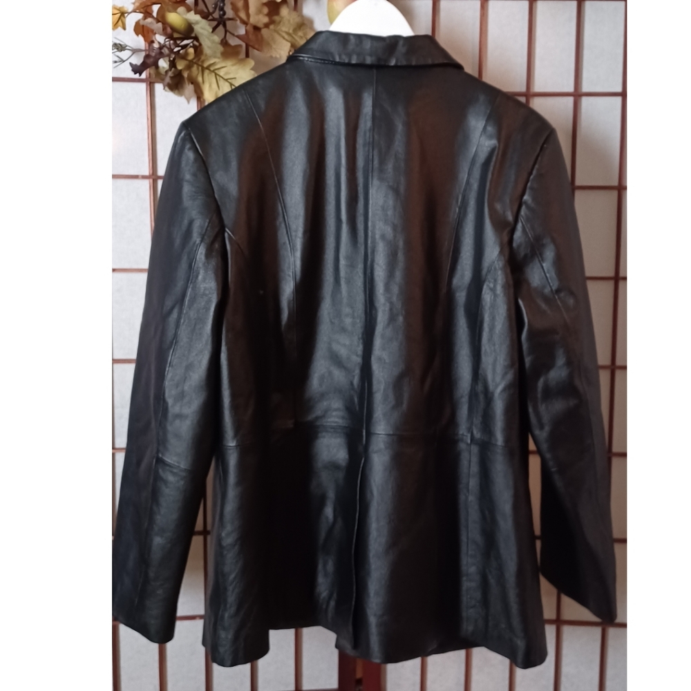 Marc Mattis Herringbone Button-Front Leather Jack… - image 2